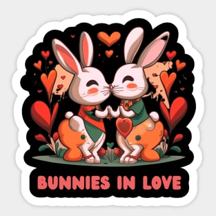 Adorable Bunnies in Love Sticker